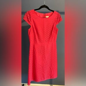 Laser Cut Cap Sleeve Dress Size 6 - Hot Pink